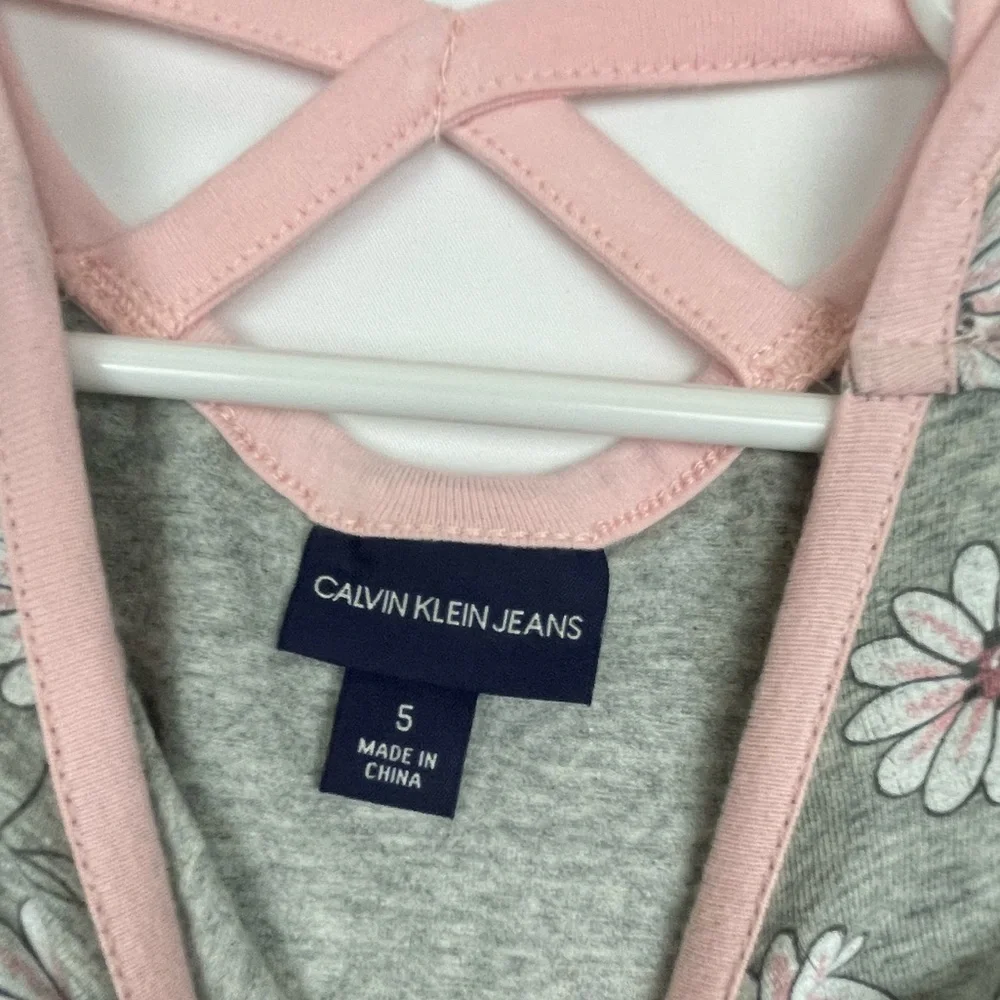 Calvin Klein Jeans Gray and Pink Floral Kids Dress 5